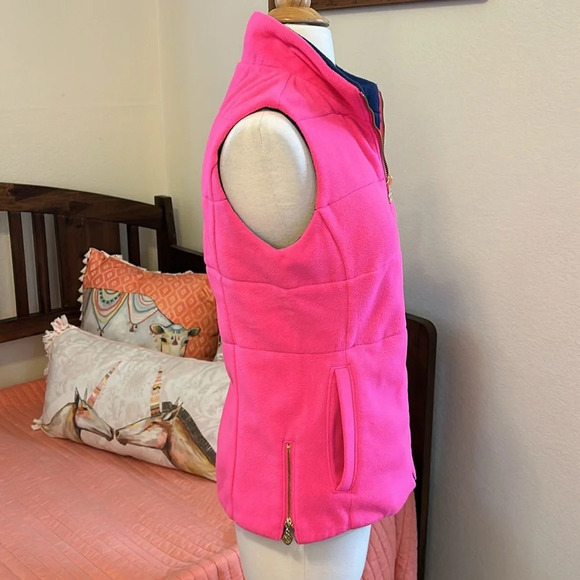 Lilly Pulitzer Brooklee Reversible Vest Pink and Blue fleece size small - Picture 4 of 16